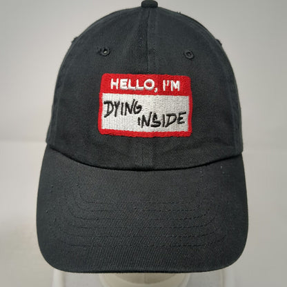 Baseball Cap Black One Size Hello I'm Dying Inside Name Tag Patch Cotton Hat