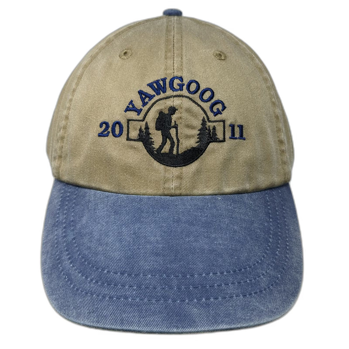 Yawgoog Hiker 2011 Baseball Cap Beige Blue One Size Slideback Embroidered Hat