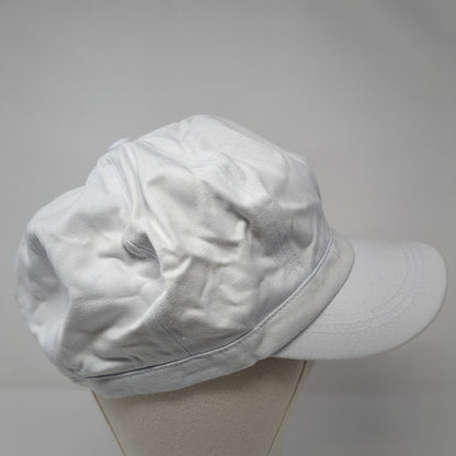 Army Crew Fitted Newsboy Cap White 57cm Stretch Lightweight Blank Cotton