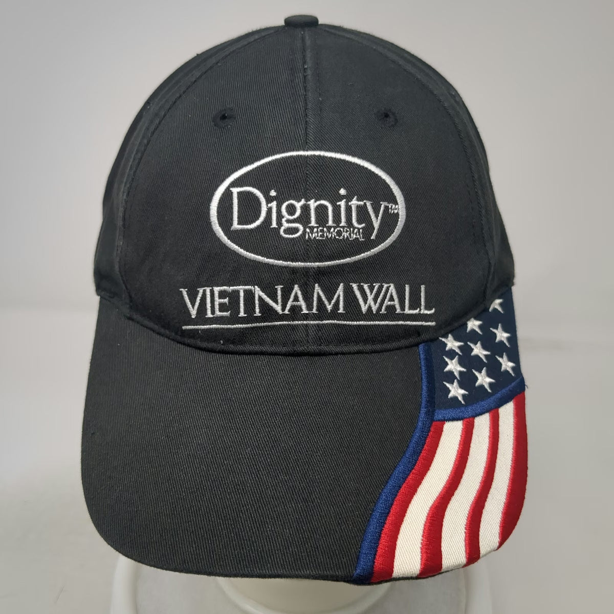 Baseball Cap Black One Size Strapback Vietnam Wall American Flag Memorial Hat