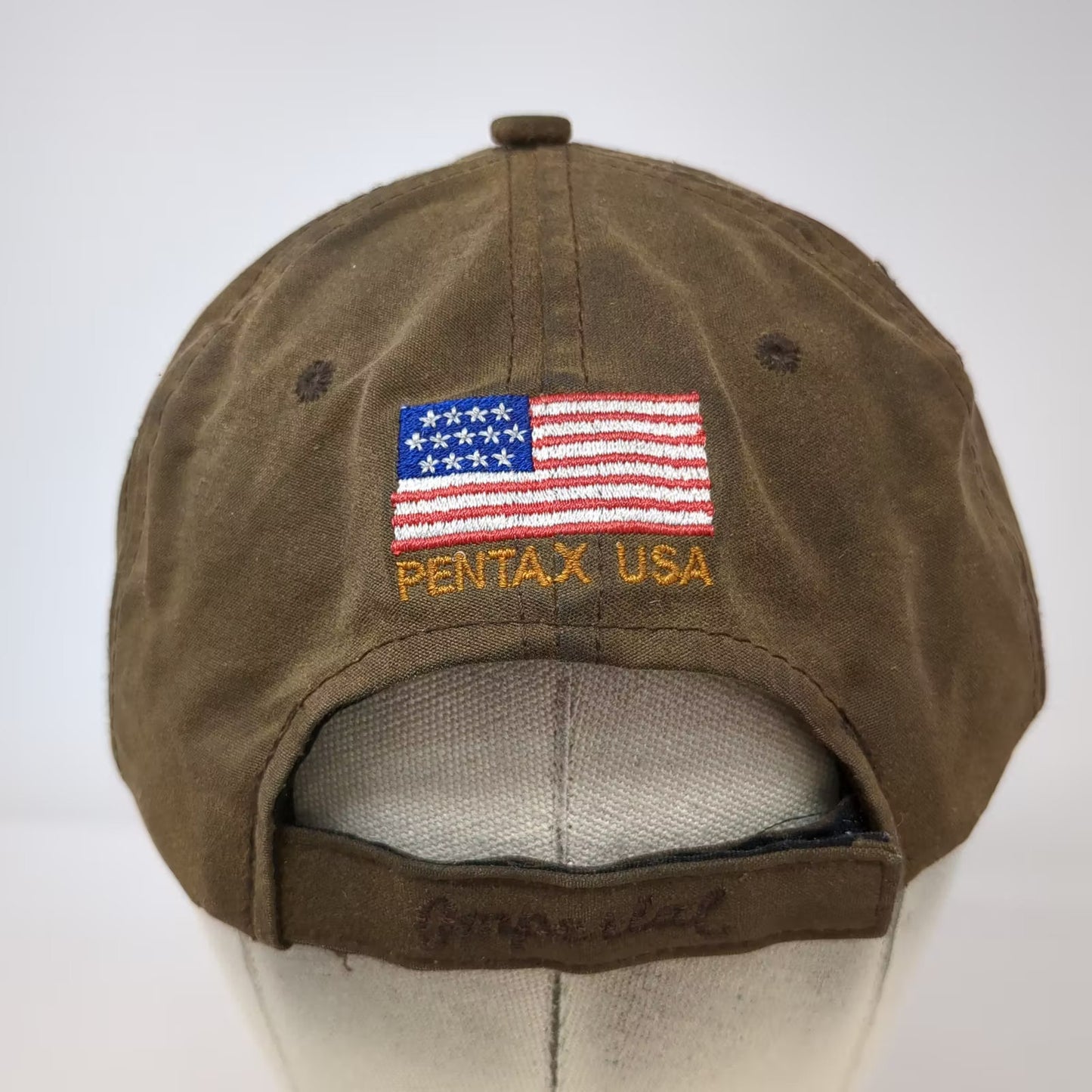 Imperial Pentax Sport Optics Brown Baseball Cap Hat One Size USA Flag Adjustable