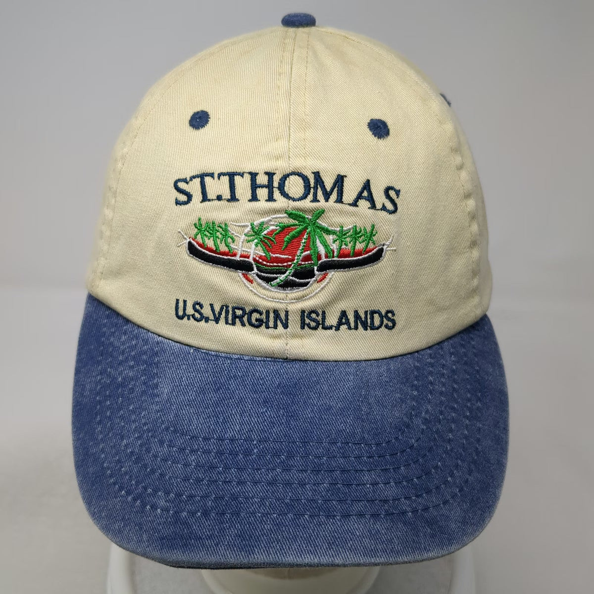 Baseball Cap Beige Blue One Size St Thomas US Virgin Islands Paradise Hat