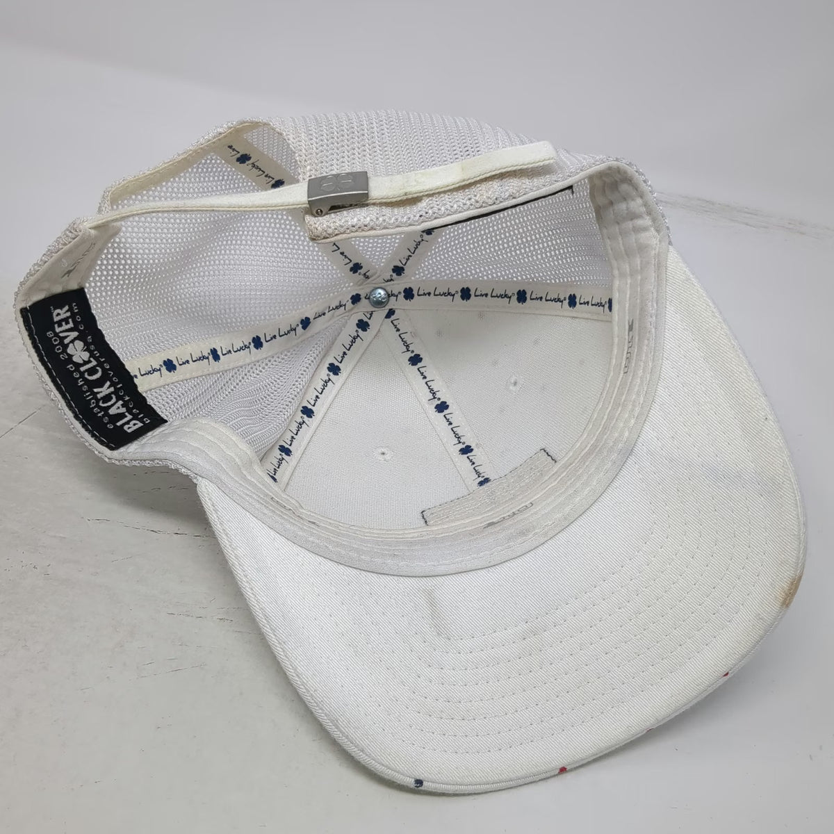 Black Clover America Patch Polka Dot Mesh Back White One Size Baseball Cap Hat