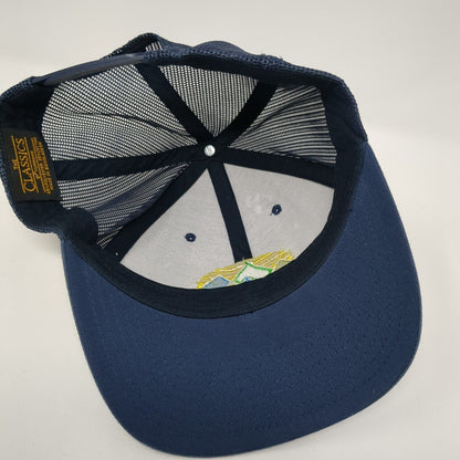 Gem State of Mind Snapback Trucker Hat Blue OS Adjustable Mesh Back Yupoong