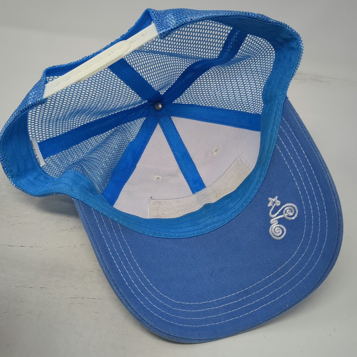 The Spindle Trucker Hat Blue One Size Snapback Enjoy Ride Bicycle Mesh Patch