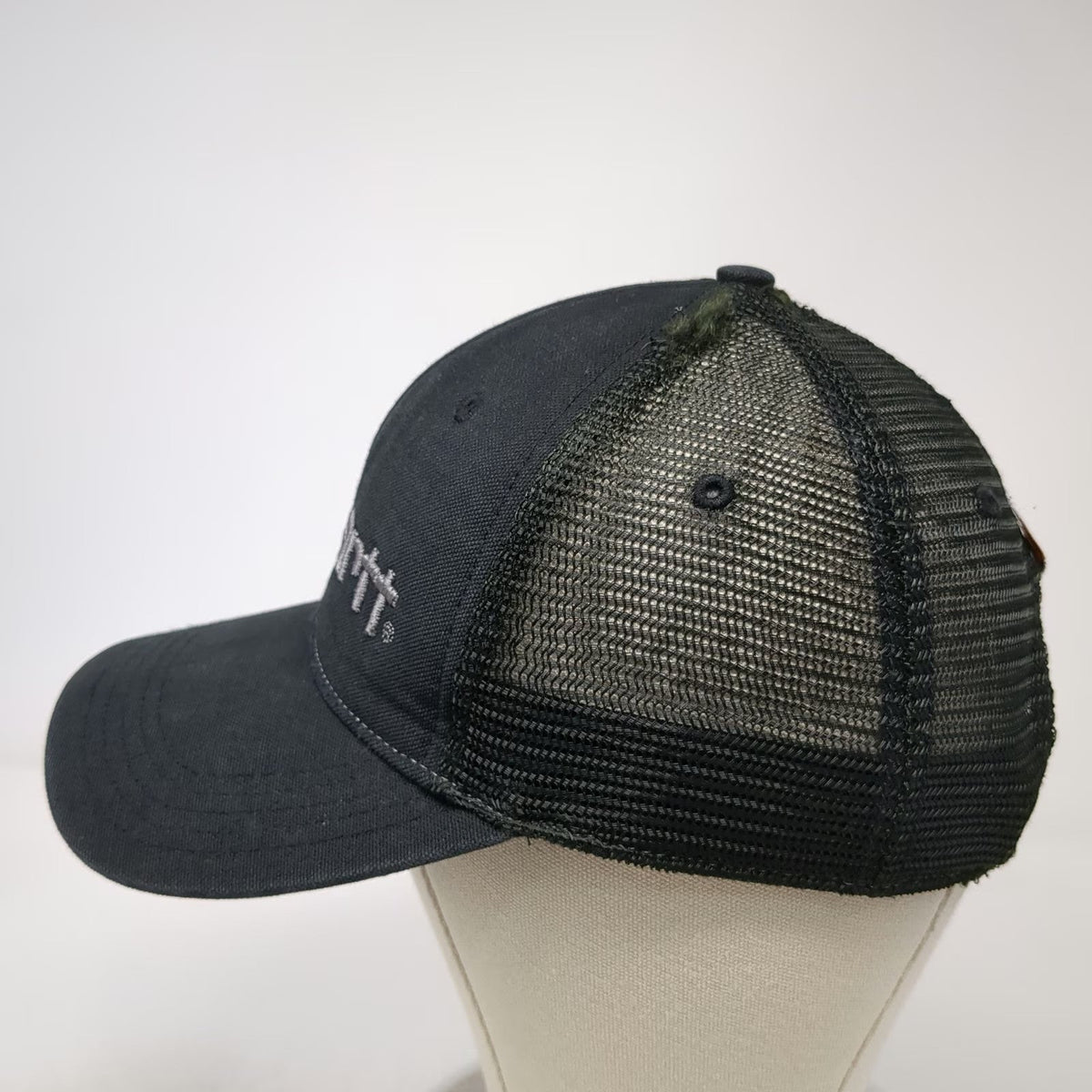 Carhartt Trucker Hat Black One Size Mesh Snapback Logo Workwear Adjustable Hat