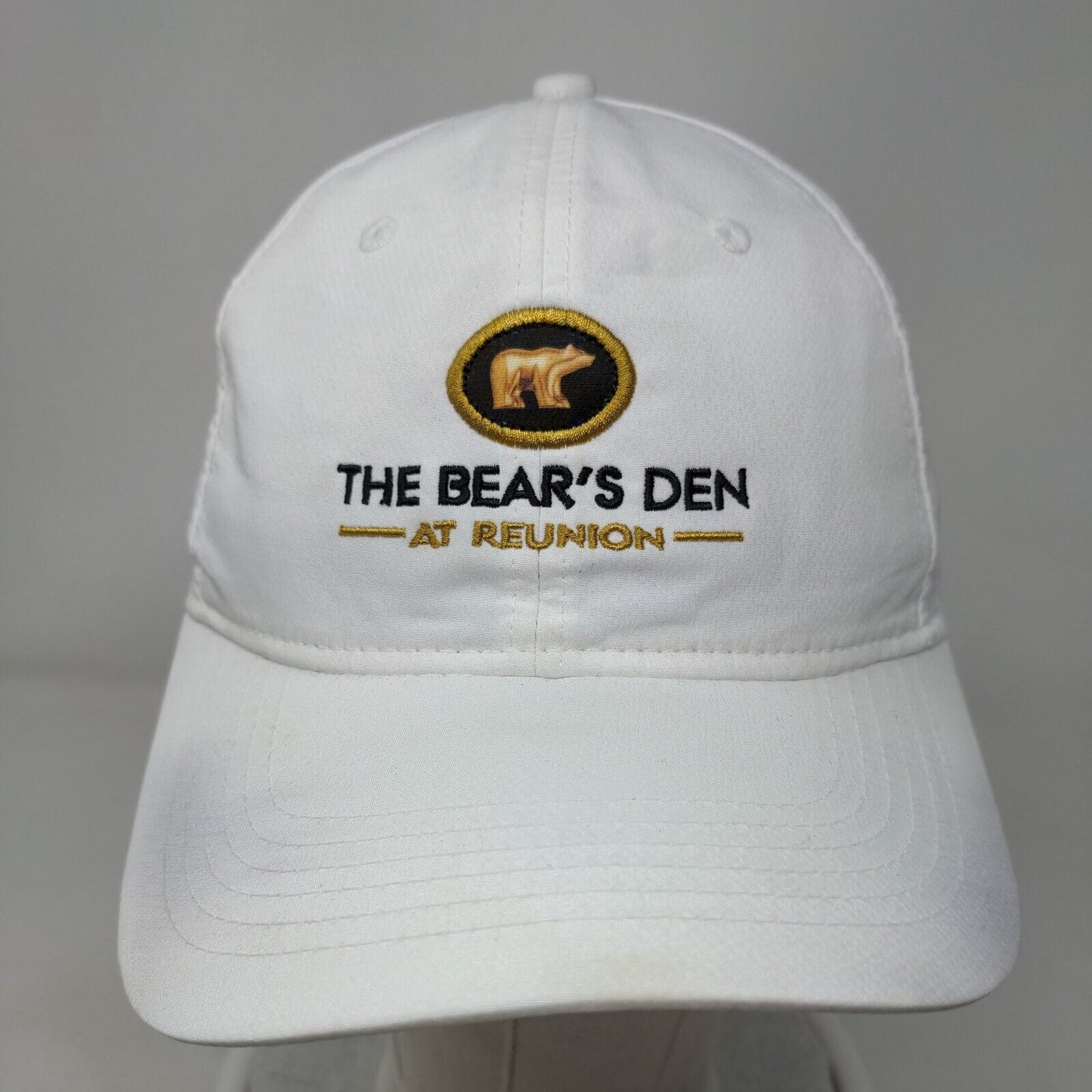 The Bear's Den At Reunion Strapback Hat White Mid Fit Embroidered Ahead