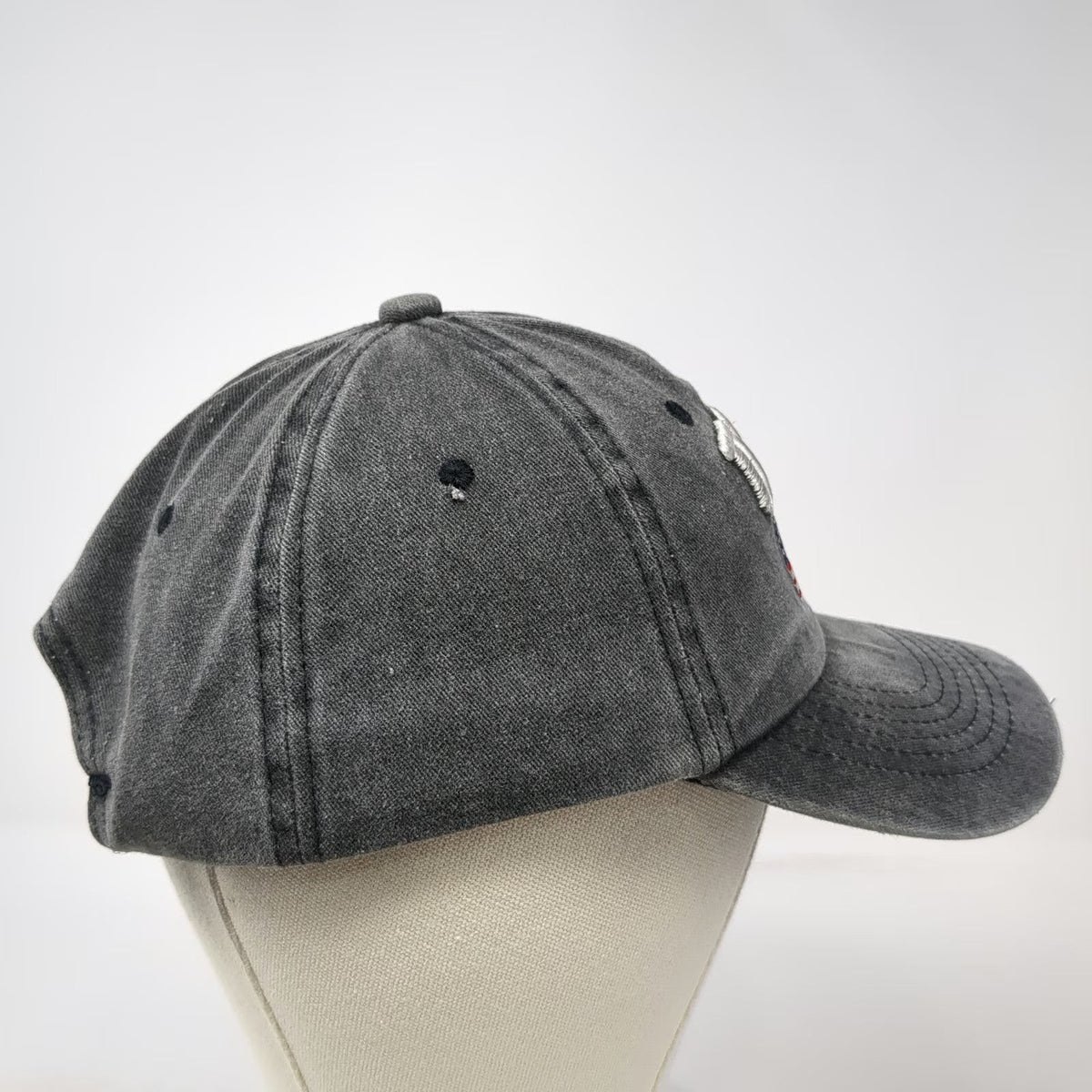 USA American Flag Baseball Cap Gray One Size Slideback Embroidered Cotton Hat