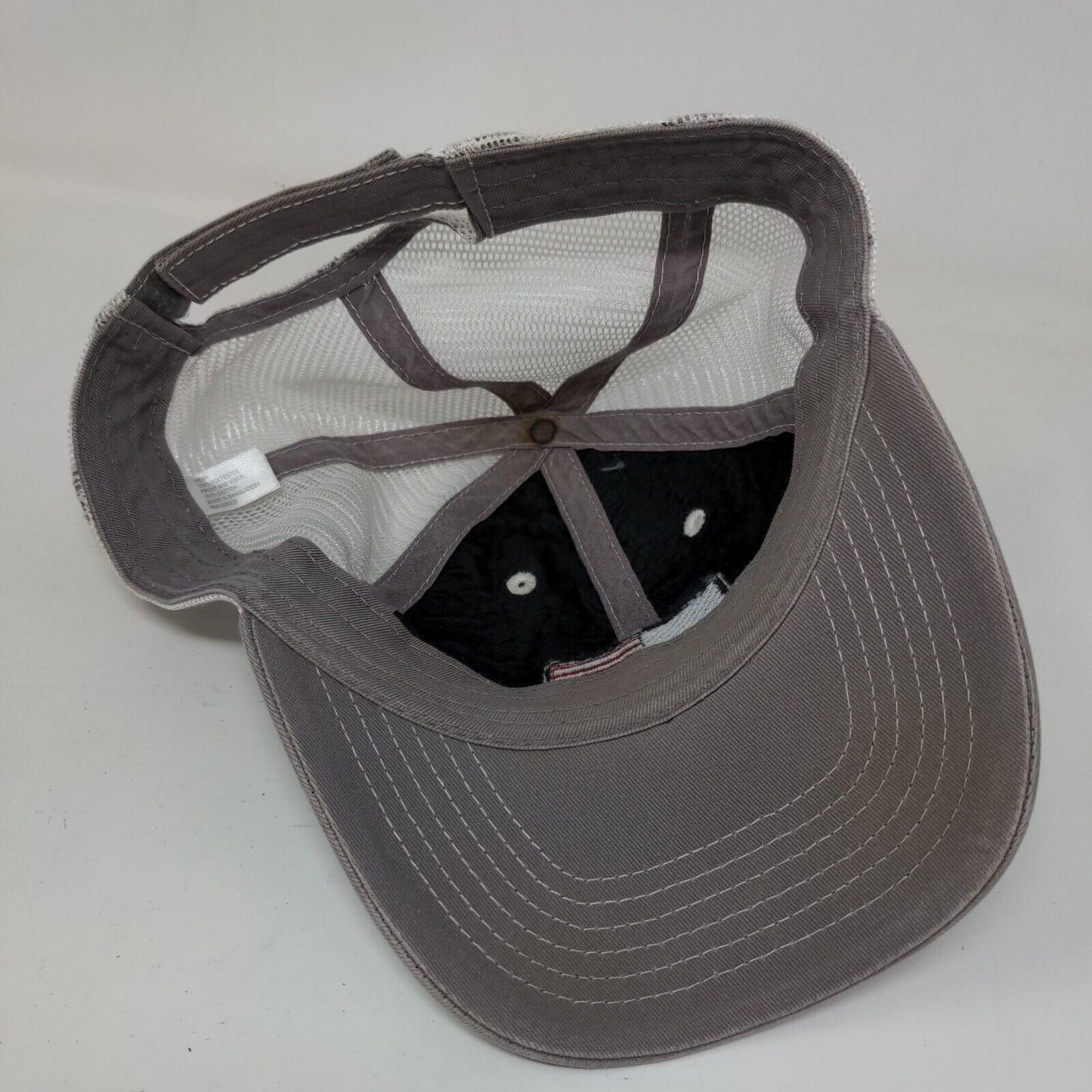 USA Flag Strapback Hat Gray One Size Adjustable Patriotic Mesh Back Polyester