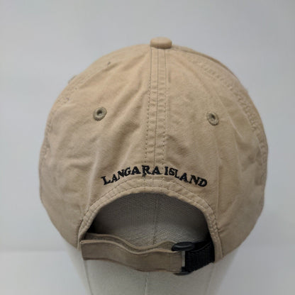 Langara Island Lodge Strapback Hat Tan One Size Adjustable Embroidered