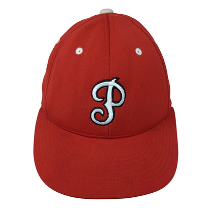 Richardson Fitted Hat Red Embroidered P Logo Size XS-SM Polyester Blend