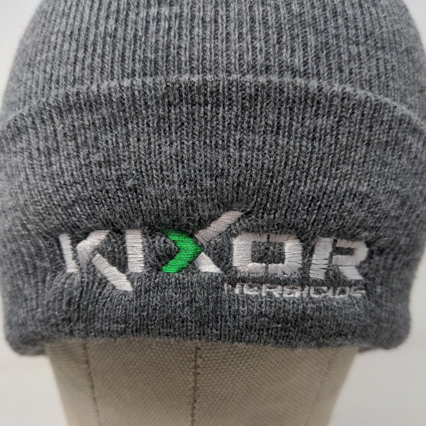 Kixor Herbicide Men's Knit Beanie Hat Cap Gray 100% Acrylic Embroidered Logo