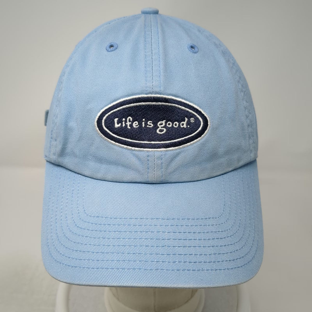 Life is Good Baseball Cap Blue One Size Cotton Embroidered Patch Slideback Hat