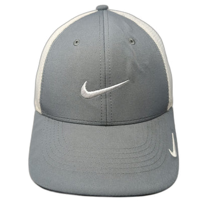 Nike Baseball Cap Gray XL Mesh Back Dri-Fit Legacy 91 Swoosh Hat Stretch Fit