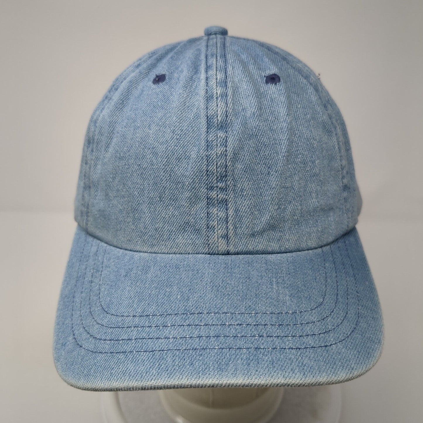 Unbranded Slideback Hat Blue One Size Adjustable Vented Holes Denim Blank