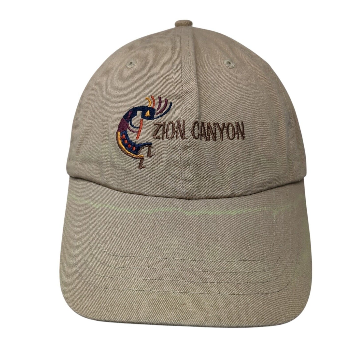 Zion Canyon Strapback Hat Tan One Size Adjustable Embroidered 6 Panel Cotton