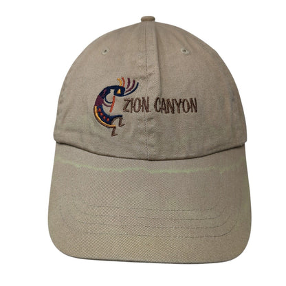 Zion Canyon Strapback Hat Tan One Size Adjustable Embroidered 6 Panel Cotton