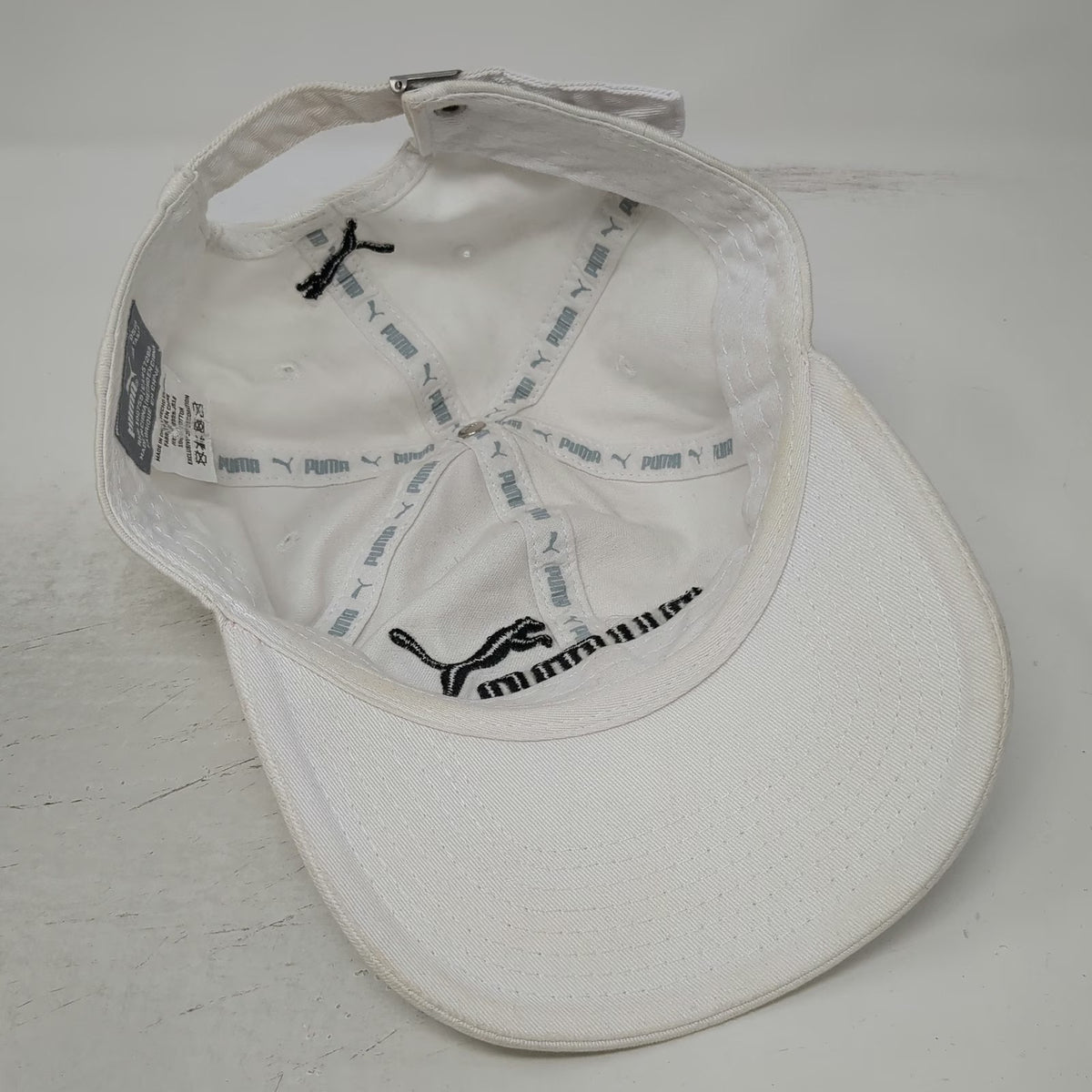 Puma Baseball Cap White One Size Embroidered Logo Adjustable Slideback Hat