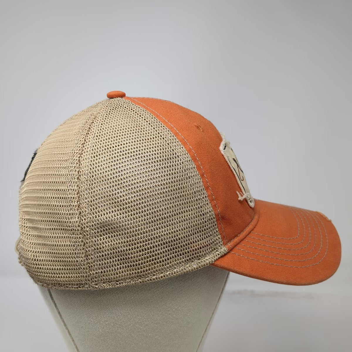 Knee Deep Trucker Hat Orange One Size Snapback Frayed Wild & Free Patch Graphic