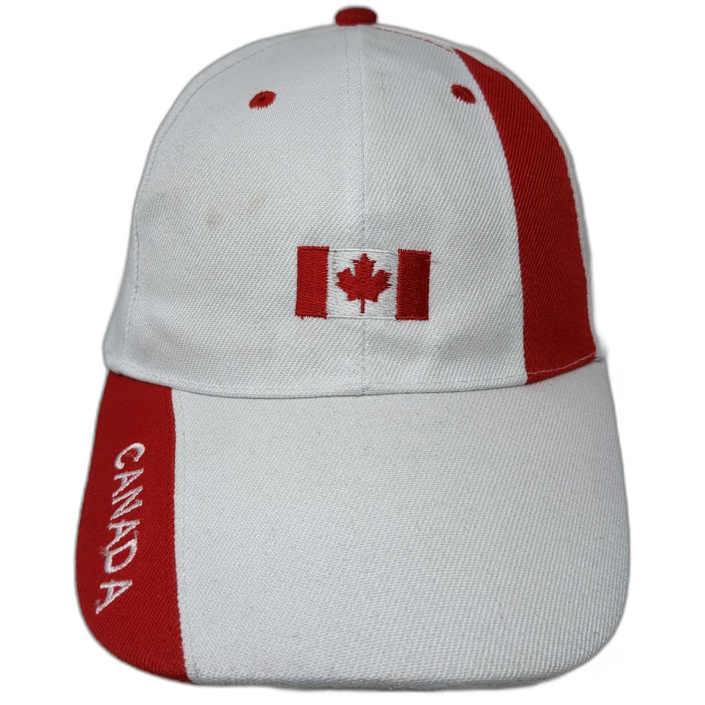 White Red Canada Flag Maple Leaf One Size Baseball Cap Hat Strapback Souvenir