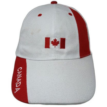 White Red Canada Flag Maple Leaf One Size Baseball Cap Hat Strapback Souvenir