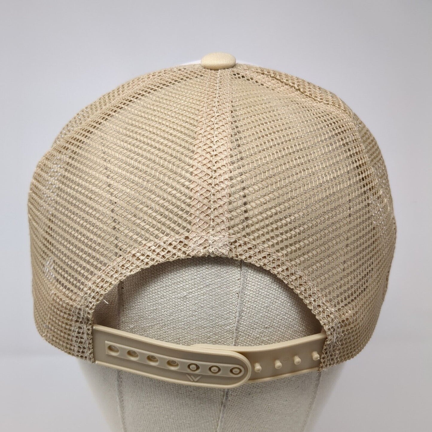 Last Chance Snapback Trucker Hat Tan OS Adjustable Embroidered Mesh Back Rope