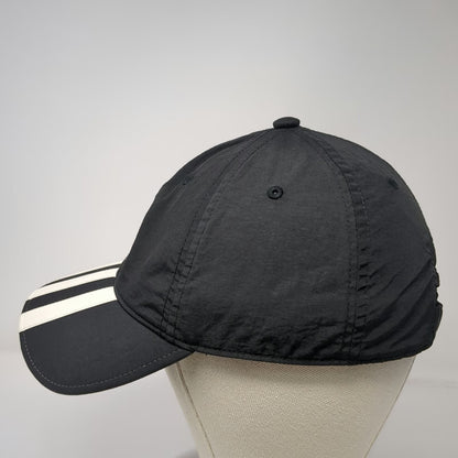 Adidas Baseball Cap Black One Size Stripe Brim Nylon Slideback Trefoil Hat