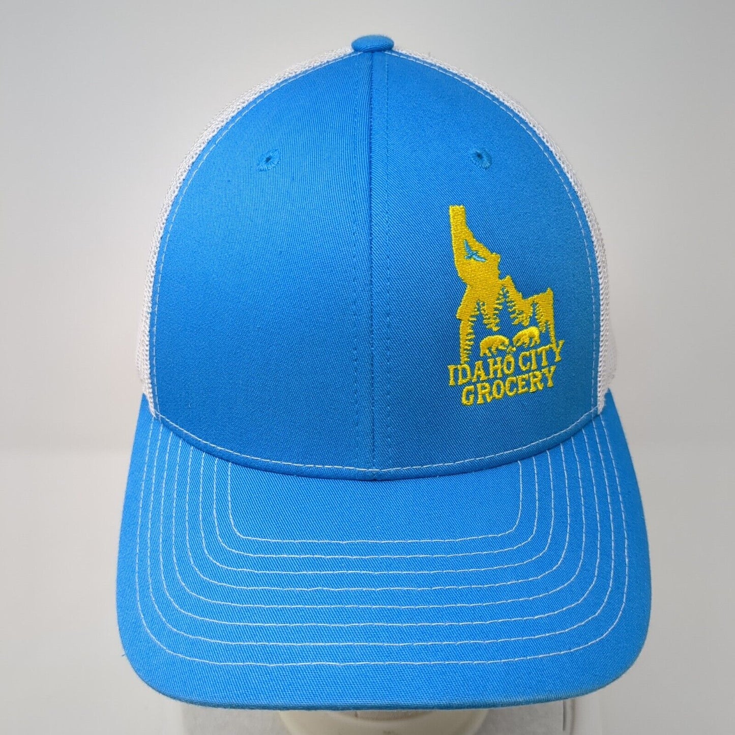 Idaho City Grocery Snapback Trucker Hat Blue OS Adjustable Mesh Back Richardson