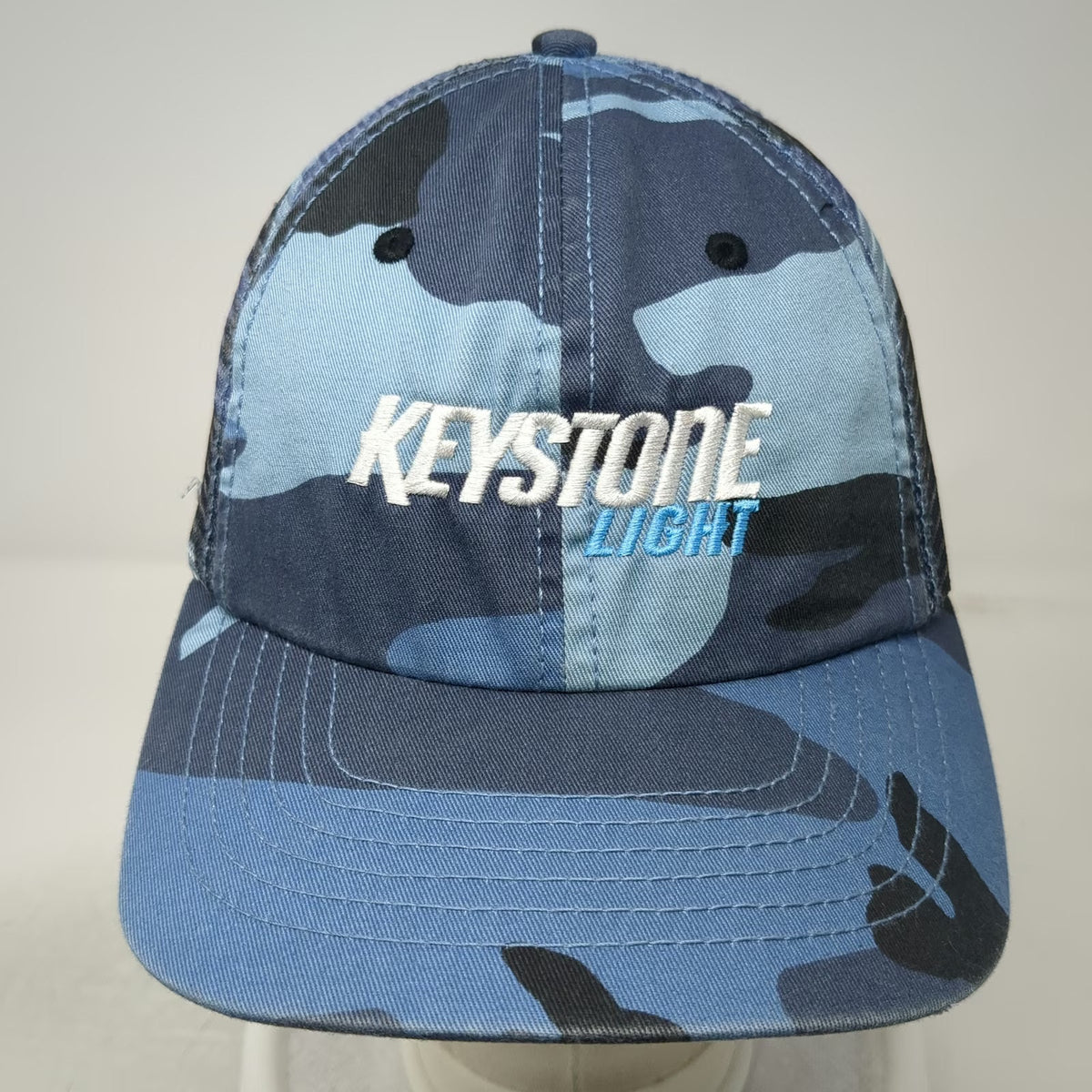 hook & gauntlet Baseball Cap Blue One Size Keystone Light Beer Camo Mesh Hat