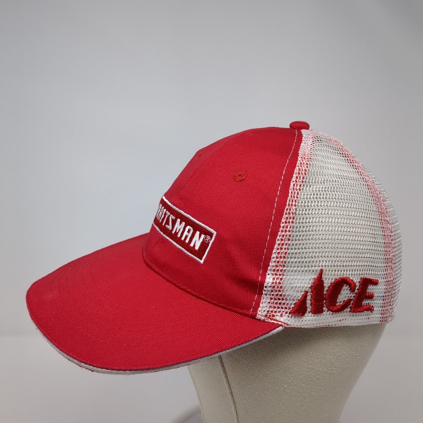 Craftsman ACE Snapback Trucker Hat Red One Size Adjustable Embroidered Mesh Back