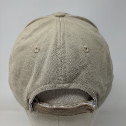 Fishing Strapback Hat Tan One Size Embroidered Adjustable Vent Holes
