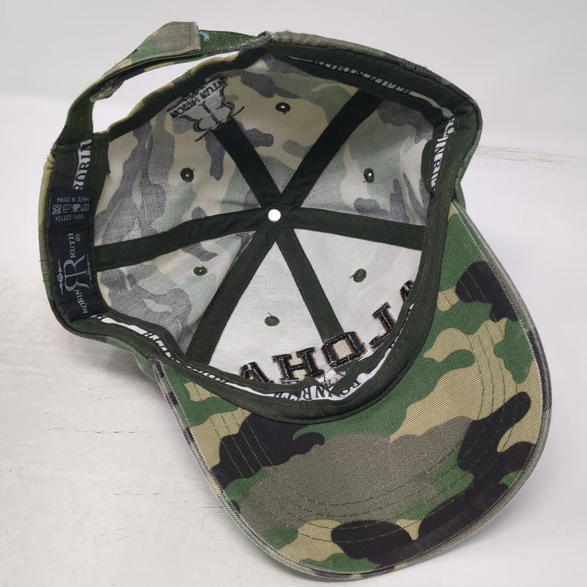 Robin Ruth Baseball Cap Green Brown Camo One Size Hawaii Aloha Embroidery Hat