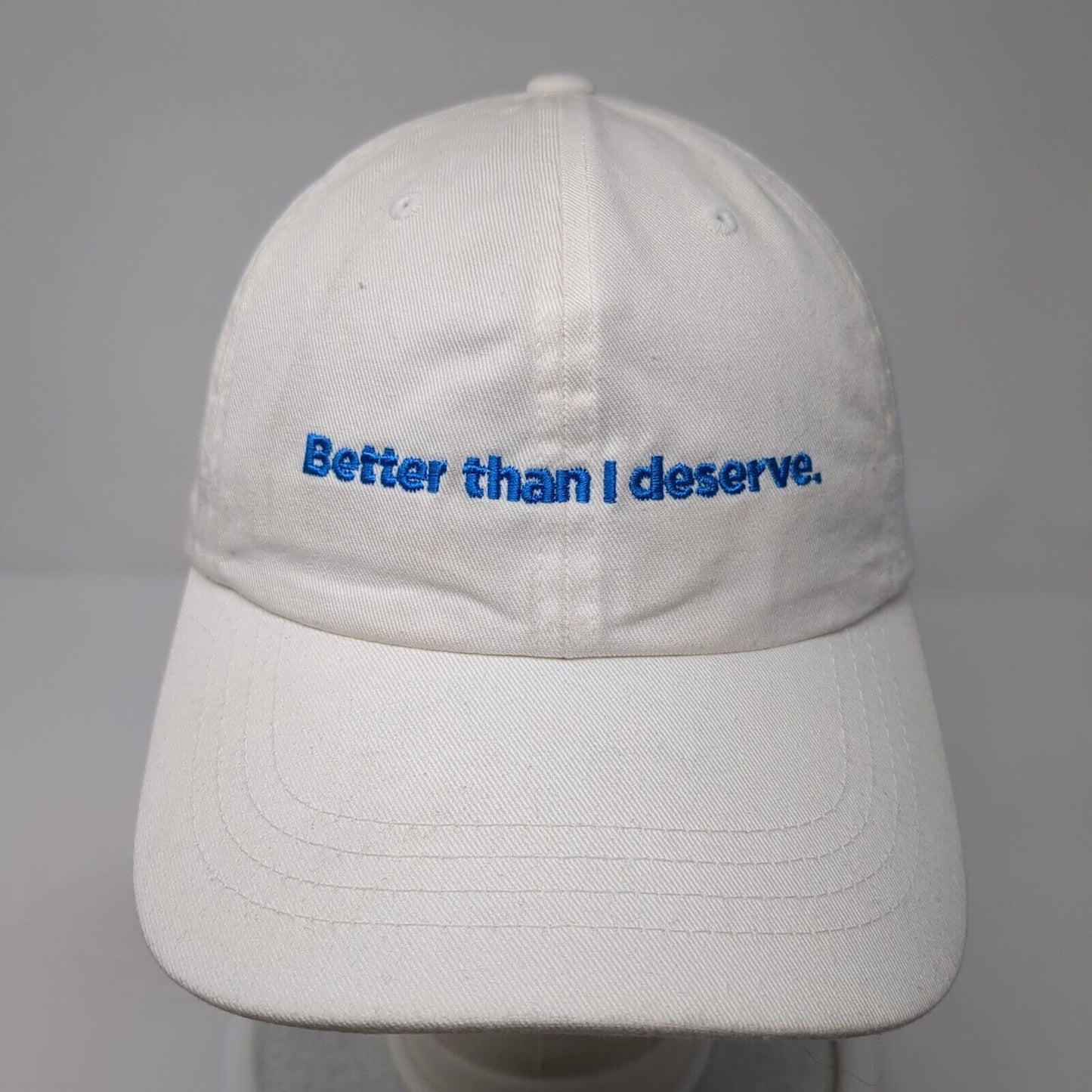 Better Than I Deserve Slideback Hat White One Size Adjustable Yupoong