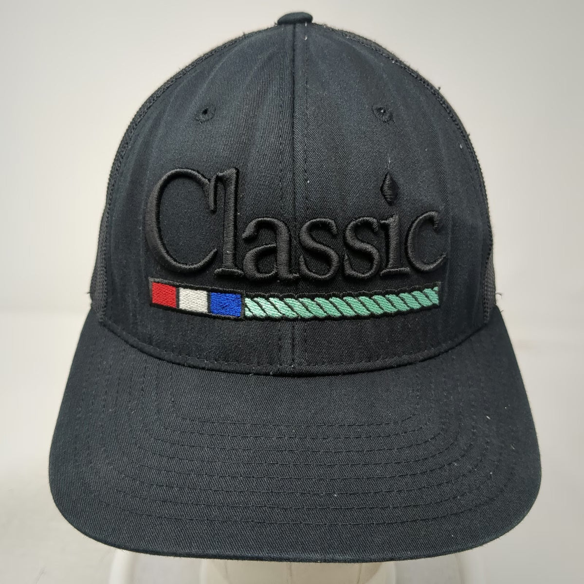 Richardson Trucker Hat Black One Size Classic Logo Mesh Back Snapback Cap