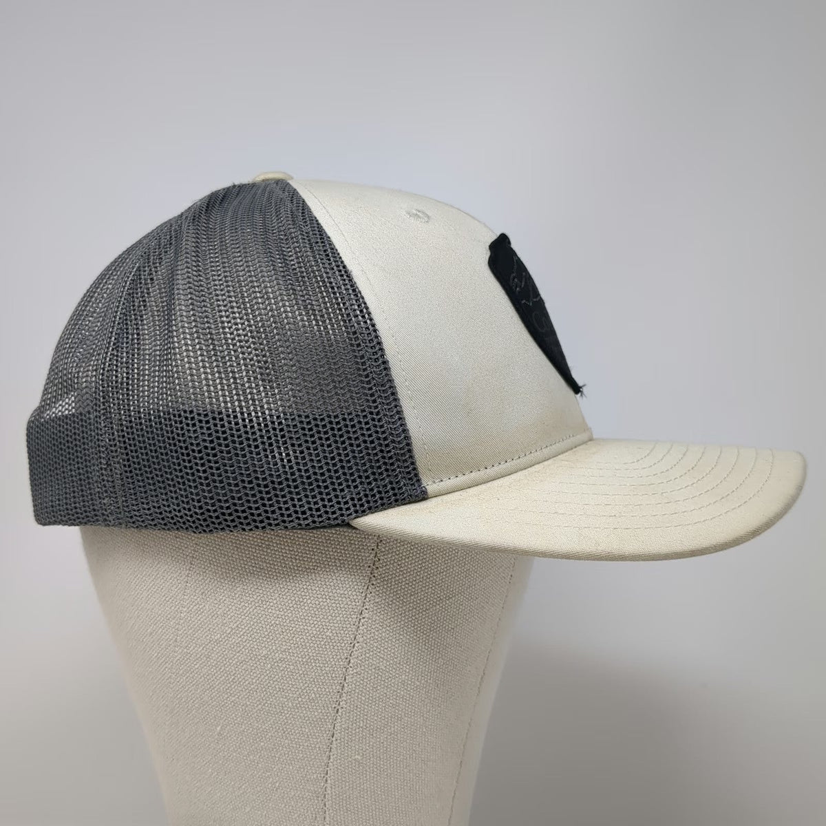 Columbia Trucker Hat Beige Gray One Size Snapback Mesh Shield Patch Portland OR