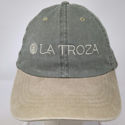 DKPS Baseball Cap Green Beige One Size La Troza Embroidered Strapback Hat Cotton