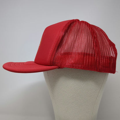 Otto Trucker Hat Red One Size Fort Desolation Goods Gatherings Mesh Snapback