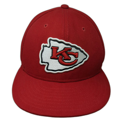 New Era Kansas City Chiefs NFL Snapback Hat Red One Size Flat Brim Gray Logo