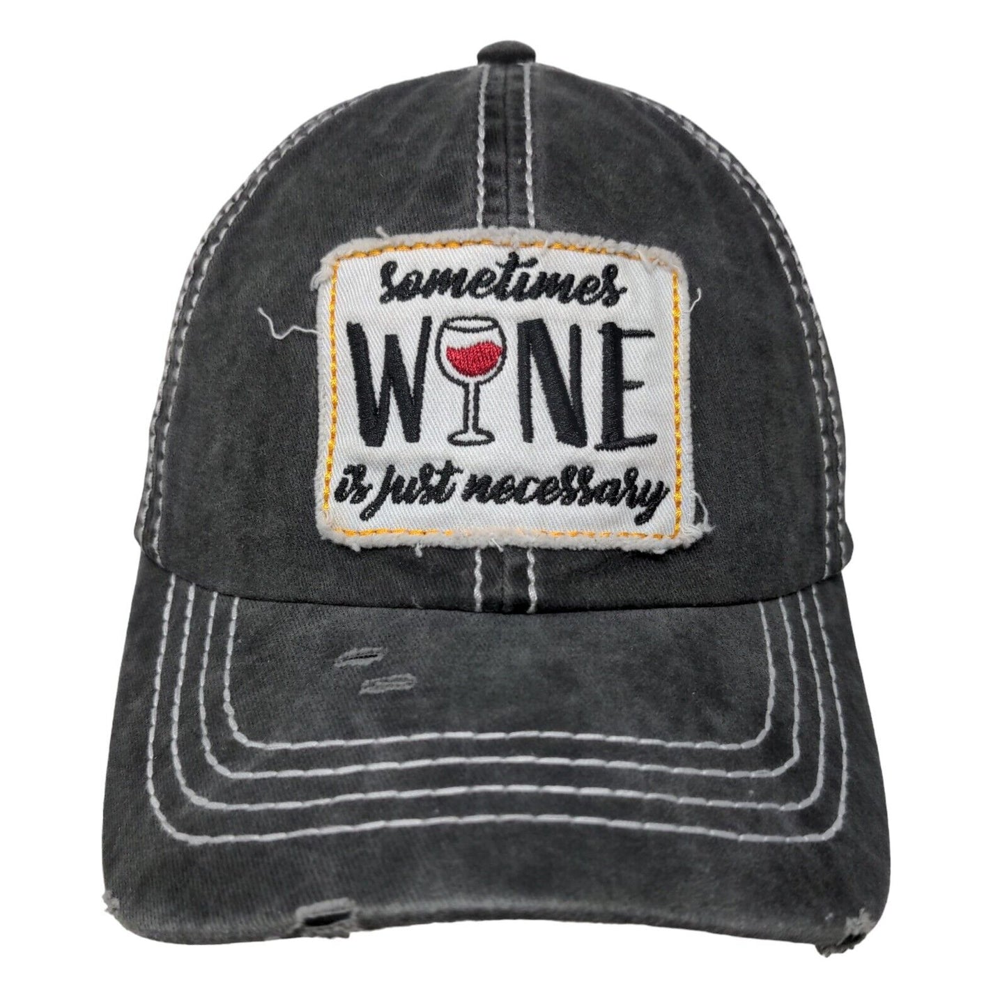 Sometimes Wine Is Just Necessary Slideback Hat Gray OSFM David And Young