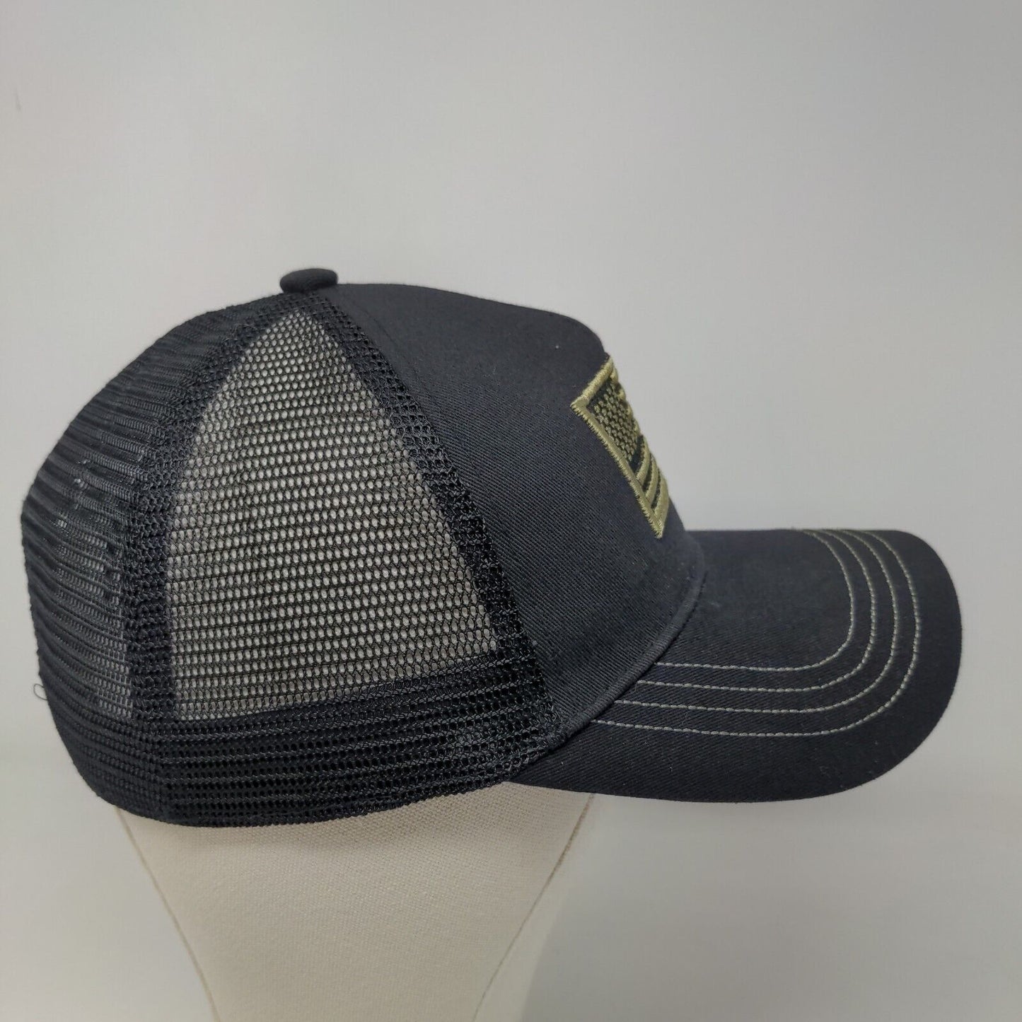 Unbranded Men's Snapback Mesh Back Hat Black Embroidered American Flag Logo