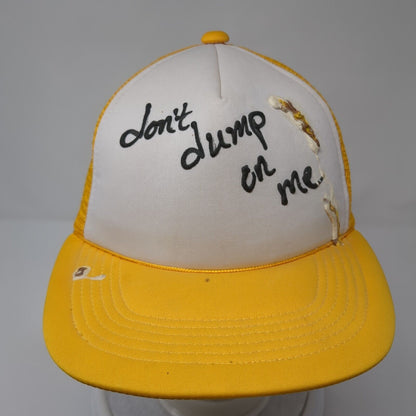 Don't Dump On Me Snapback Trucker Hat Yellow One Size Adjustable Mesh Back