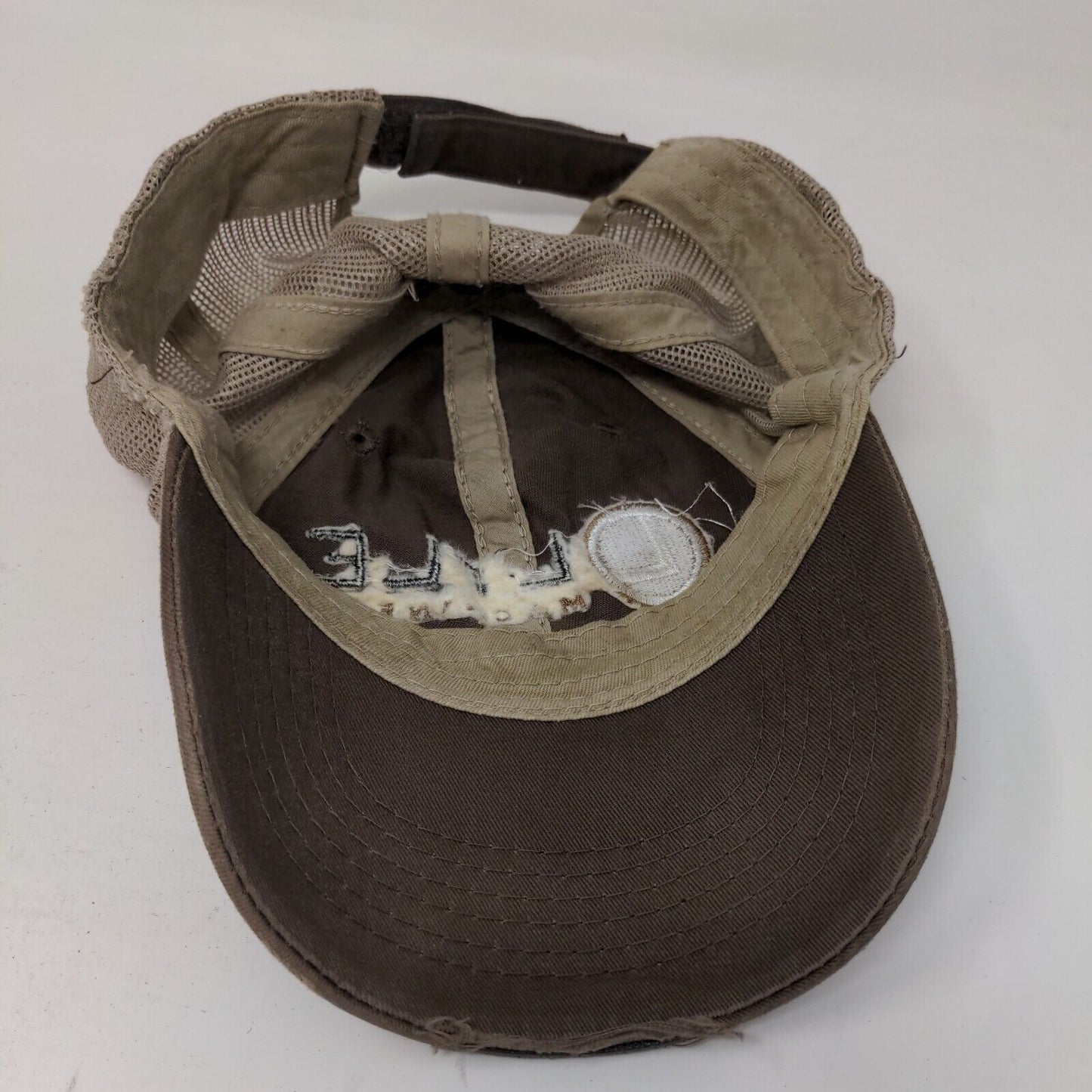 Lyle Machinery Strapback Mesh Back Trucker Hat Brown One Size Embroidered