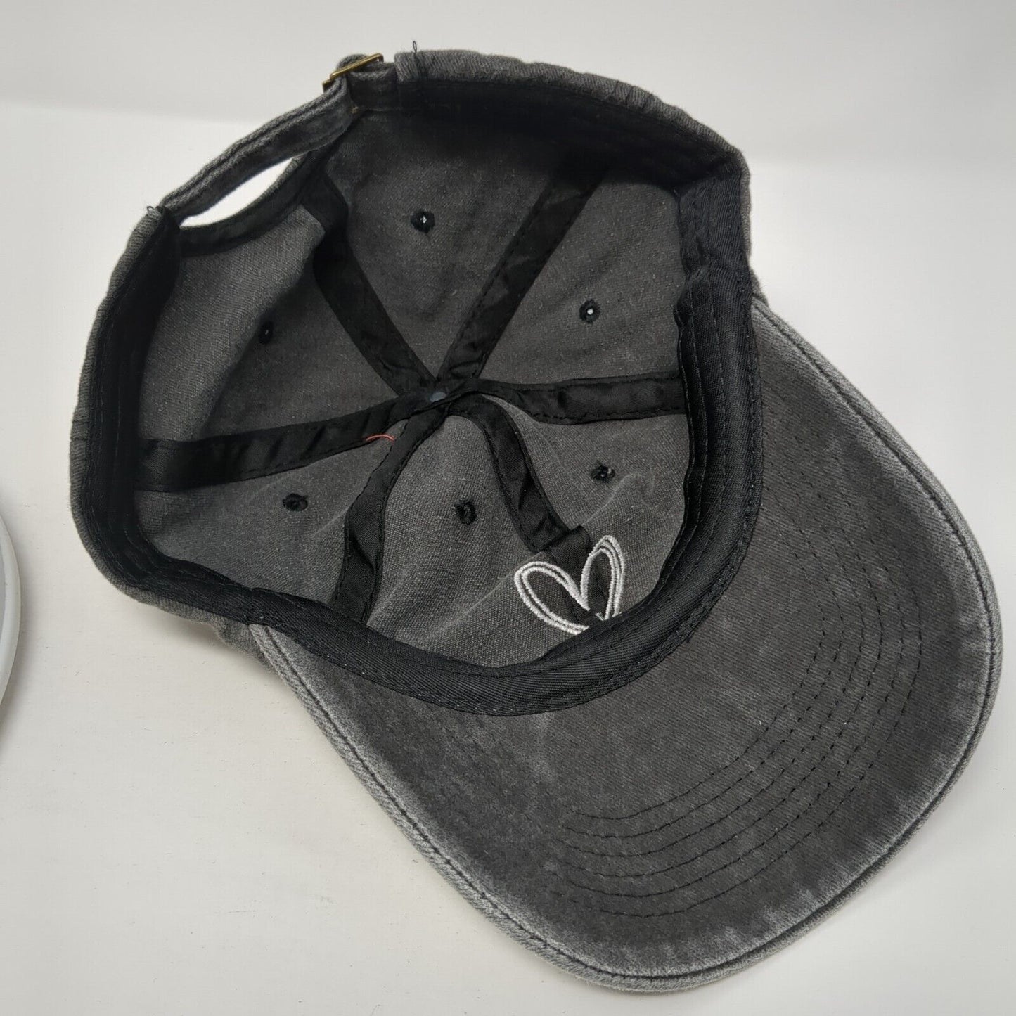 Heart Slideback Hat Gray One Size Adjustable Embroidered 6 Panel Solid
