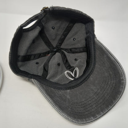 Heart Slideback Hat Gray One Size Adjustable Embroidered 6 Panel Solid