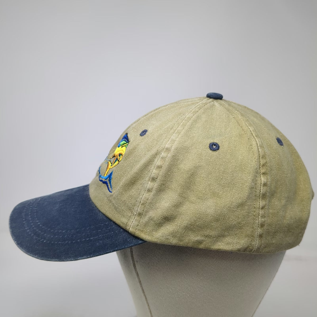 HC Baseball Cap Beige Blue One Size Loreto Baja Mexico Fishing Dorado Mahi Hat