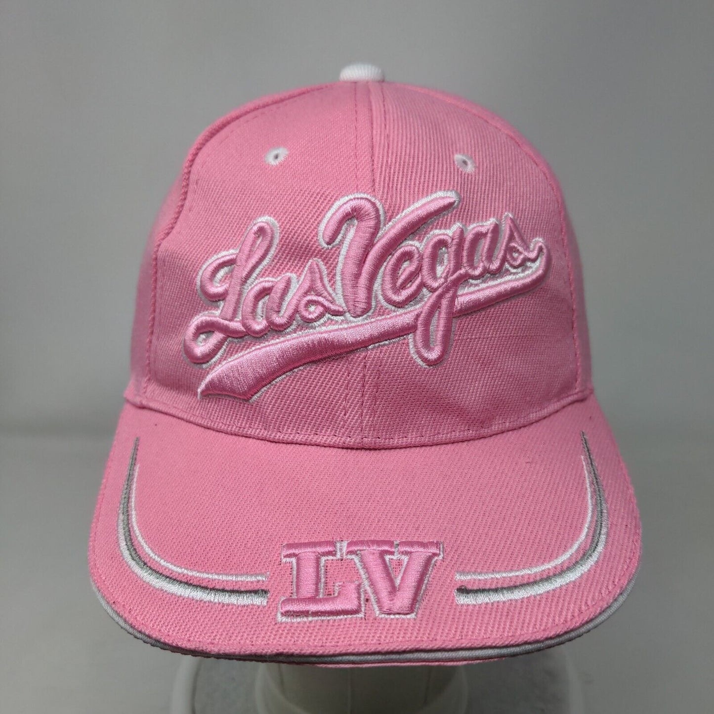 Las Vegas Strapback Hat Pink One Size Embroidered Vent Holes 6 Panel