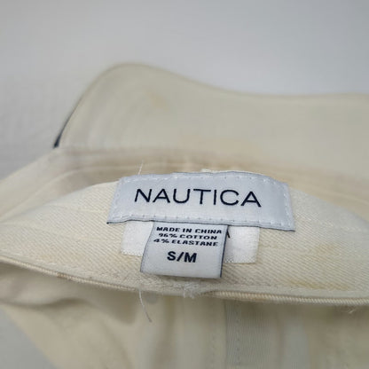 Nautica Baseball Cap White M Fitted Embroidered Logo A-Flex Stretch Fit Hat