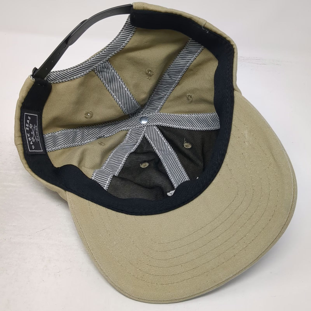 Dark Seas Snapback Hat Beige One Size Shark Logo Embroidered Baseball Cap