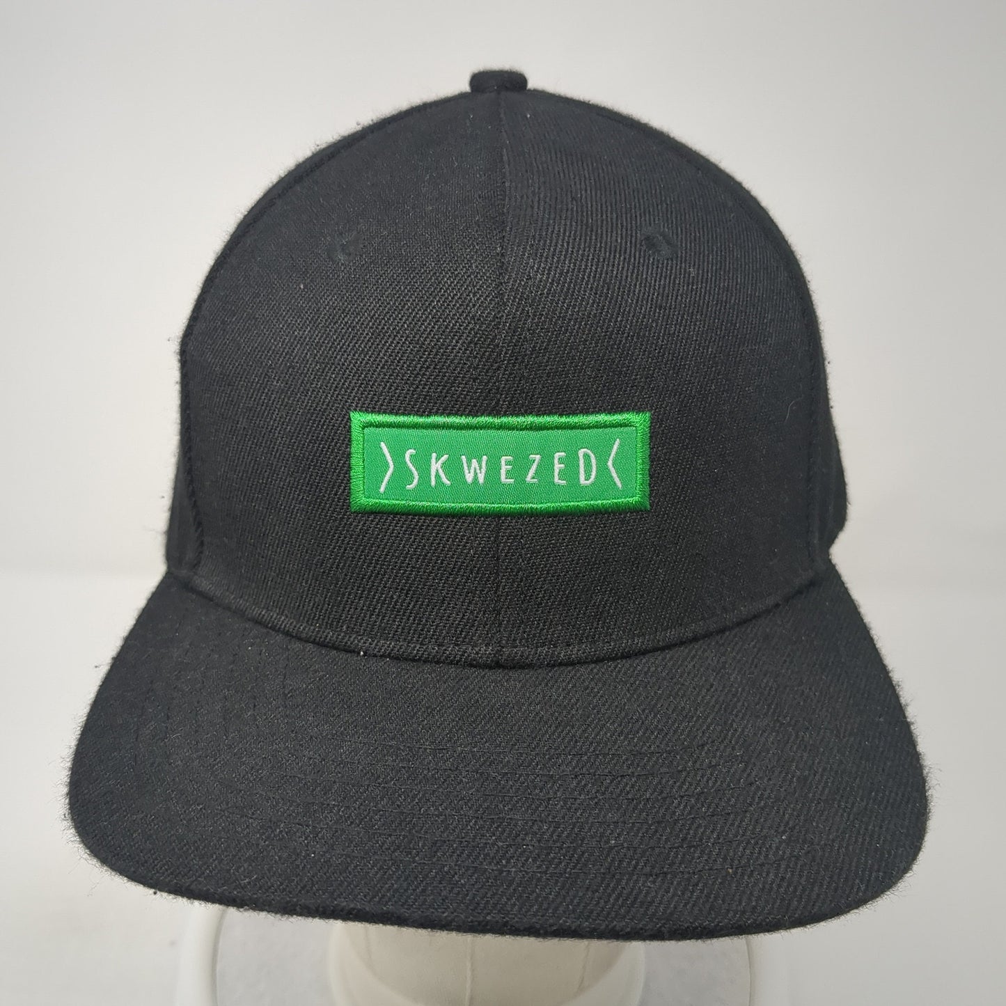 Skwezed Snapback Hat Black One Size Adjustable Embroidered 6 Panel