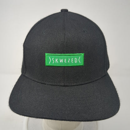 Skwezed Snapback Hat Black One Size Adjustable Embroidered 6 Panel